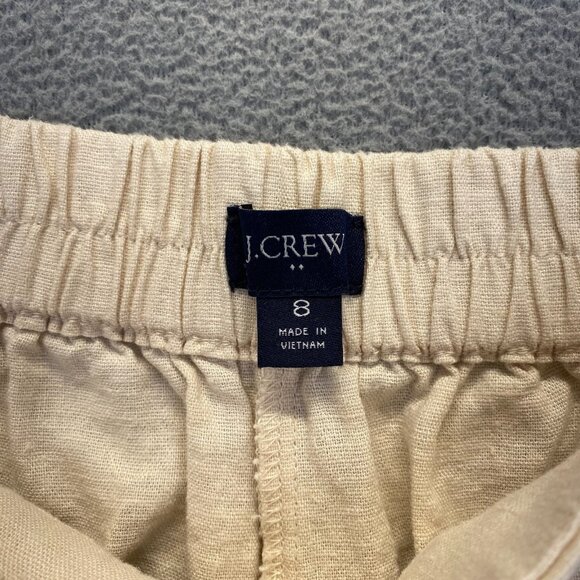 J.Crew Women's Shorts Size 8 Beige 55% Linen‎ Blend,Plated,Pockets,Elastc,Waist - Picture 3 of 8